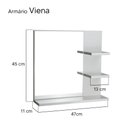 Ver imagem 3 de Espelho para Banheiro com Armário Branco Viena 45cm