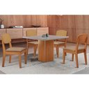 Ver imagem 1 de Conjunto: Mesa Sala Jantar Maldivas Tampo c/ Vidro Curvo 90cm+4 Cadeiras Havana Naturale/Off White