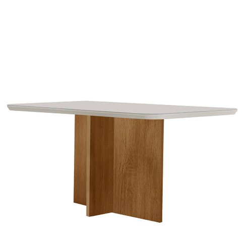 Mesa Sala de Jantar Olimpia 120cm Em MDF e Vidro Com Canto Copo
