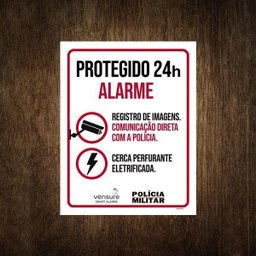 Placa De Segurança - Protegido 24H Alarme Polícia (27X35) - 1