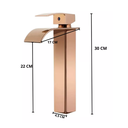 Ver imagem 2 de Torneira Slim Cascata Misturador de Mesa Monocomando para Lavatório Banheiro Lavabo Pia Rose-gold
