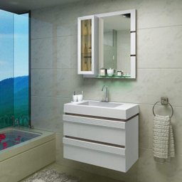 Conjunto para Banheiro Gabinete 2 Gavetas com Cuba e Espelheira Grécia Balcony - 1