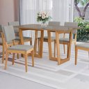 Ver imagem 3 de Conjunto Sala de Jantar Dora em Madeira Maciça 6 Cadeiras Boucle Cinza