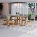 Ver imagem 1 de Conjunto Sala de Jantar Dora em Madeira Maciça 6 Cadeiras Boucle Cinza