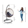 Cadeira Balanço Suspensa com Suporte Poltrona Rede Teto Ovo Varanda Sacada Jardim Aço Preto - 3