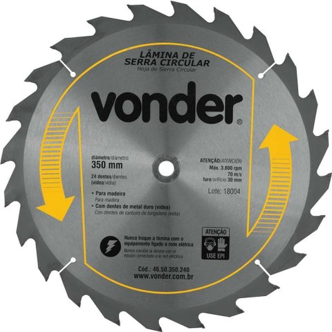 Lamina Serra Circular Videa 350x30x24d Vonder
