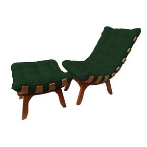 Kit Poltrona Costela + Puff Costela Madeira/suede Verde