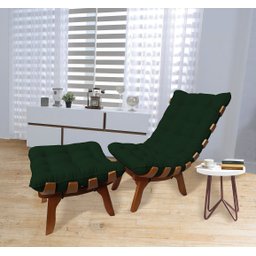 Kit Poltrona Costela + Puff Costela Madeira/suede Verde - 2