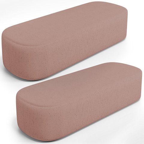 Kit 02 Puffs Decorativos Orgânicos para Living Quarto 140cm Doha W01 Linho Rosê - Lyam Decor