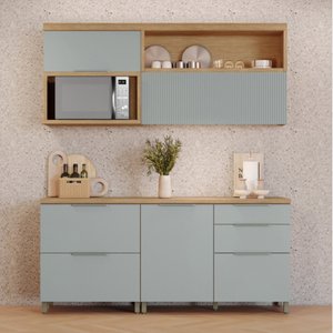 Cozinha Modulada 4 Peças Nesher Marquesa Ripado 100% Mdf