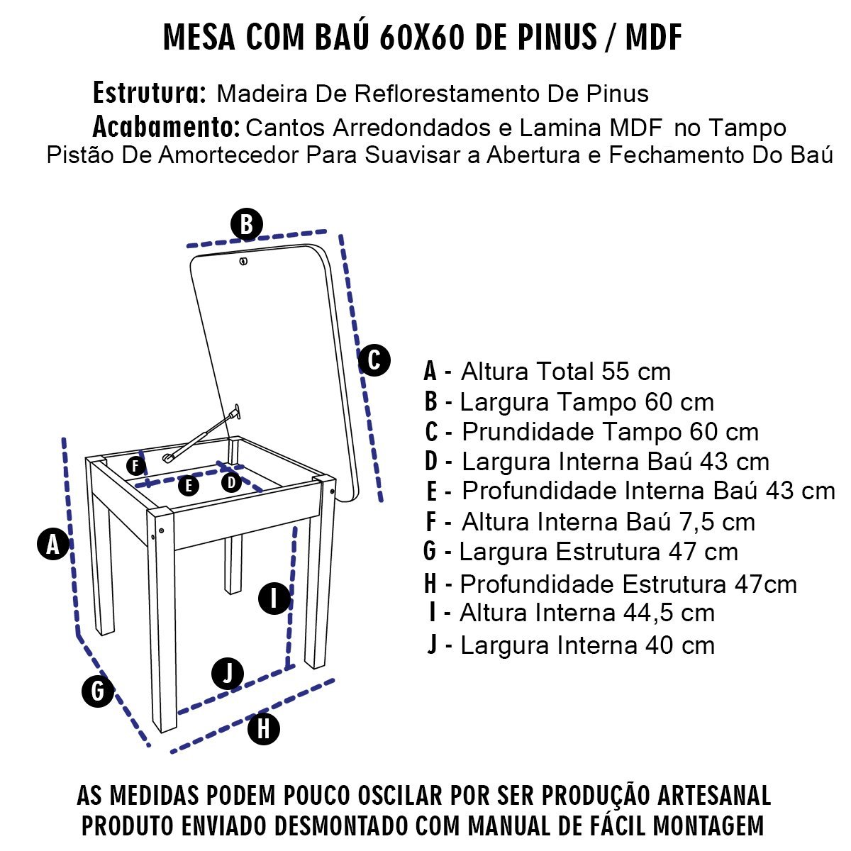 Conjunto Mesa Carteira Mesinha Baú Quadrada Infantil Educativa Atividades Madeira Maciça Resistente - 2