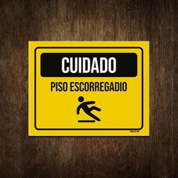 Placa de Sinalização - Cuidado Piso Escorregadio 27x35 - 1 Placa de Sinalização - Cuidado Piso Escorregadio 27x35 - 1