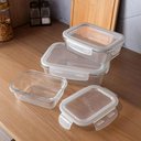 Ver imagem 4 de Jogo 6 Potes Herméticos Vidro com Tampa 640ml Lyor Transparente 17cm Retangular Cozinha