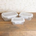 Ver imagem 7 de Jogo 6 Potes Herméticos Vidro com Tampa 640ml Lyor Transparente 17cm Retangular Cozinha