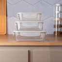 Ver imagem 6 de Jogo 6 Potes Herméticos Vidro com Tampa 640ml Lyor Transparente 17cm Retangular Cozinha