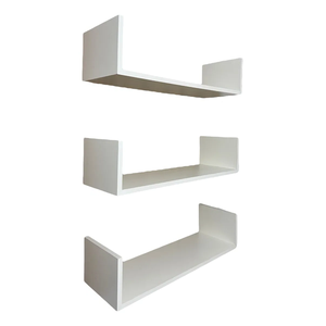 Kit 3 Prateleiras U Mdf 15mm Branca 60x25 Fixação Invisível