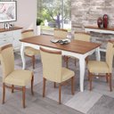 Ver imagem 5 de Mesa Sala de Jantar Cozinha Gallia 250cm Madeira Maciça e MDF Branco/Imbuia - Gran Belo