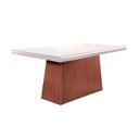 Ver imagem 5 de Mesa P/ Cozinha Luna C/ Tampo 180x90cm Flex Madeirado Vidro Canto Curvo - Imbuia/ripado 3d/off White