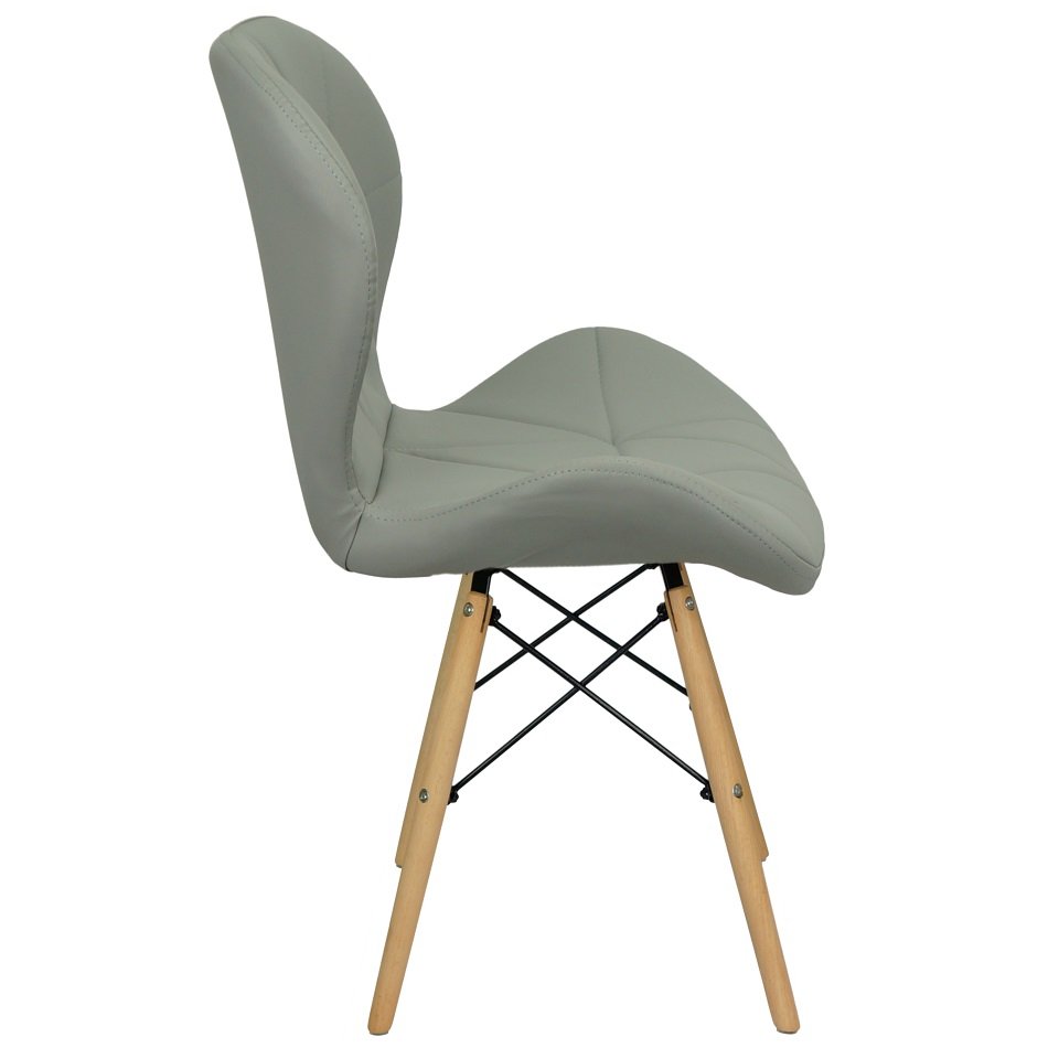 Kit 4 Cadeiras Charles Eames Eiffel Slim Wood Estofada - Cinza - 2
