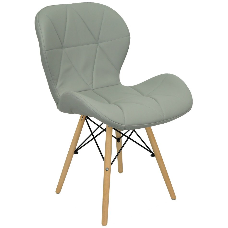 Kit 4 Cadeiras Charles Eames Eiffel Slim Wood Estofada - Cinza - 5