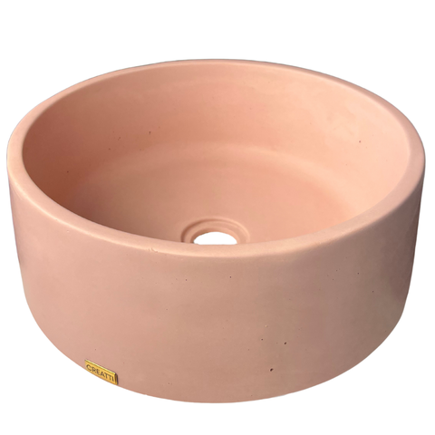 Cuba Rosa Banheiro Redonda Apoio Lavabo Concreto Artesanal Sobrepor