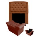 Ver imagem 1 de Kit Cabeceira Geovana + Calçadeira Baú Veneza Solteiro 100cm Suede - Renascer Decor:Marrom
