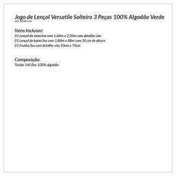 Jogo Lençol Solteiro Branco Liso com Viés 3 Peças 100% Algodão - 5