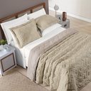 Ver imagem 2 de Colcha Madelyn Queen Size Cobre Leito Aveline 03 Peças Matelado 300 Fios:CAQUI