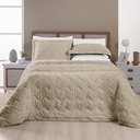 Ver imagem 1 de Colcha Madelyn Queen Size Cobre Leito Aveline 03 Peças Matelado 300 Fios:CAQUI