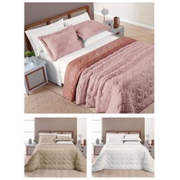 Colcha Madelyn Queen Size Cobre Leito Aveline 03 Peças Matelado 300 Fios:CAQUI - 7