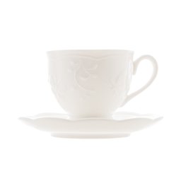 Xícara P/chá C/pires de Porcelana New Bone Butterfly Flower Branco 200ml Lyor - 4
