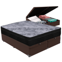 Ver imagem 1 de Cama Box Baú Marrom e Colchão Airtech Pampa Molas Ensacadas Queen Ortobom