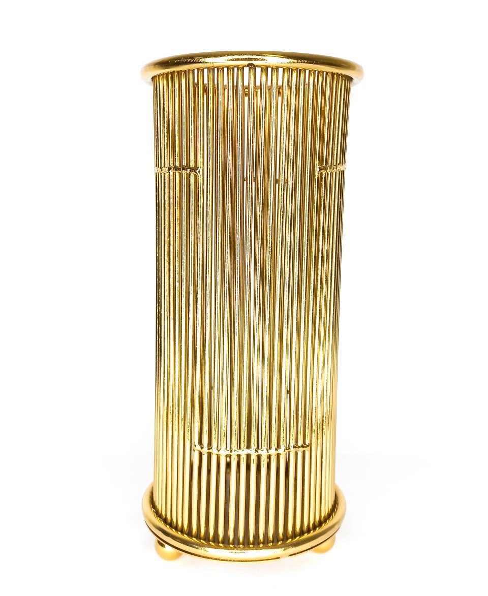 Vaso Decorativo Metal Dourado 30,5x13,5