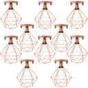 Ver imagem 1 de 10 Lustres Teto Plafon Industrial Aramado Diamante Retrô Luminária Sobrepor Vintage Cobre Rose