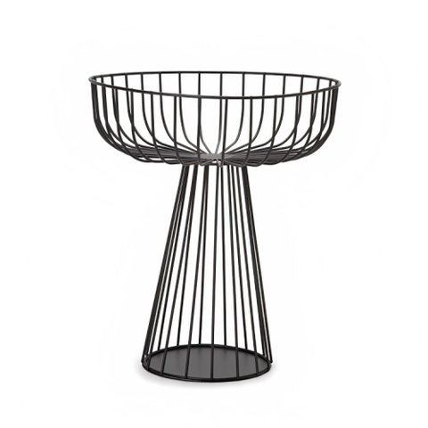 Centro de Mesa Fruteira Aramada em Metal com Pedestal 28x25cm
