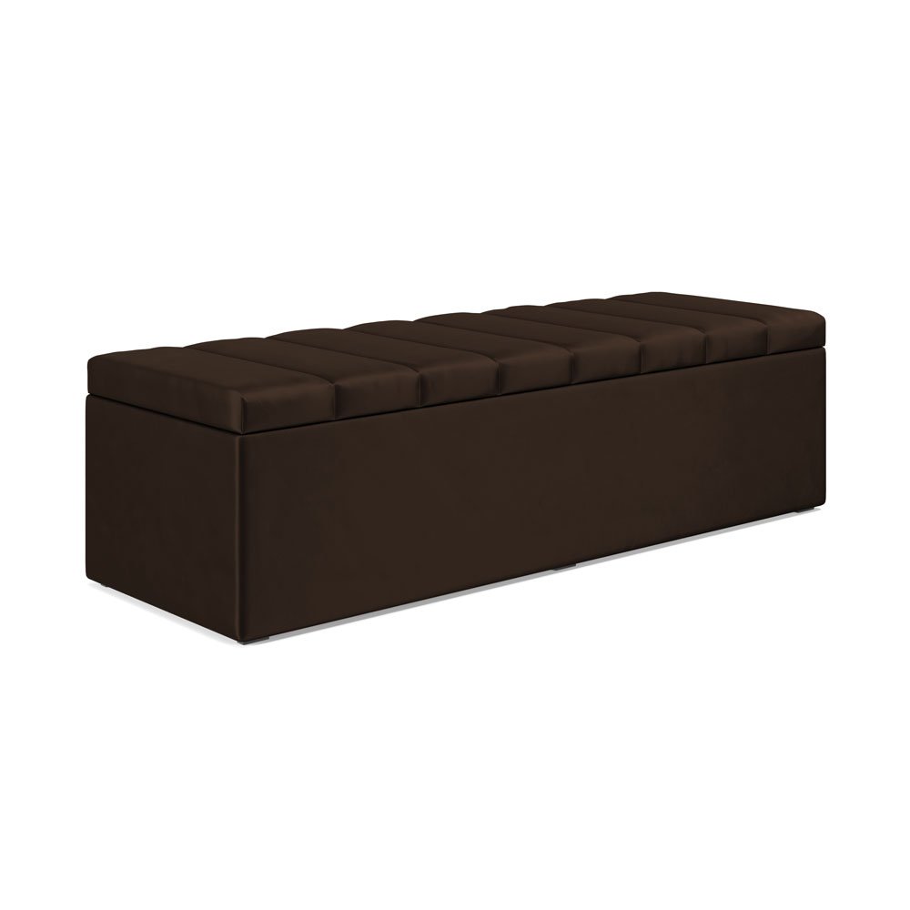 Calçadeira Baú Navi 195 para Cama King N-027 Veludo Marrom Chocolate Aradecor - 3