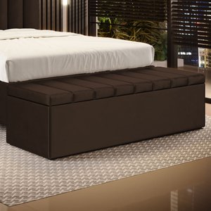 Calçadeira Baú Navi 195 para Cama King N-027 Veludo Marrom Chocolate Aradecor