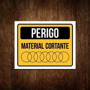 Placa Perigo Material Cortante Concertina Sinalização 36X46
