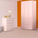Ver imagem 1 de Conjunto Guarda Roupa 3 Portas 2 Gavetas e Cômoda 4 Gavetas Rosa
