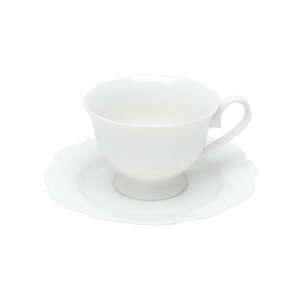 Kit 6 Xícaras Chá Porcelana Com Pires Maldivas Branco 180Ml
