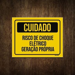 Placa Cuidado Risco de Choque Elétrico Geração Própria 27x35 - 1
