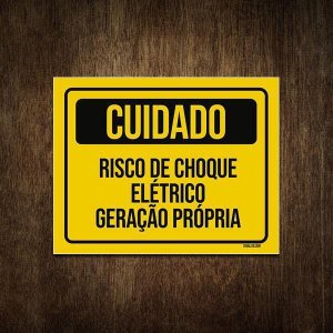 Placa Cuidado Risco de Choque Elétrico Geração Própria 27x35