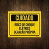 Placa Cuidado Risco de Choque Elétrico Geração Própria 27x35 - 1