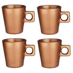 Jogo 4 Xícara Para Coleção Café Expresso Barista Luxo Bronze - 1