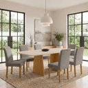 Ver imagem 1 de Conjunto de Mesa 6 Lugares com 6 Cadeiras em MDF Lyra Cinamomo e Off White