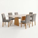 Ver imagem 2 de Conjunto de Mesa 6 Lugares com 6 Cadeiras em MDF Lyra Cinamomo e Off White