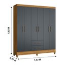 Ver imagem 7 de Kit Guarda Roupa Casal Panamá e Cômoda Dhara - Freijó / Cinza