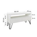 Ver imagem 4 de Rack Para Tv Bancada Com Nicho E Gaveta Pés Hairpin Legs Estilo Industrial Branco Laca