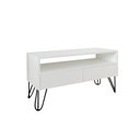Ver imagem 3 de Rack Para Tv Bancada Com Nicho E Gaveta Pés Hairpin Legs Estilo Industrial Branco Laca