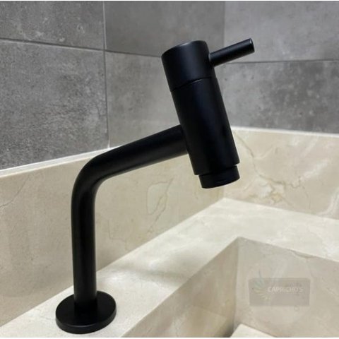 Torneira Bica Baixa Metal Preto Fosco Banheiro Lavabo 1060